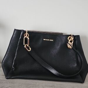 Michael Kors Black Shoulder Bag with Gold Hardware